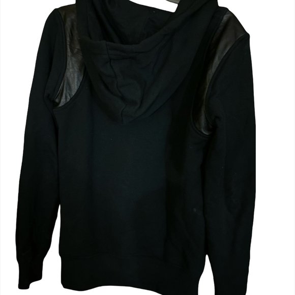 Nike Black Hoodie with Leather Shoulder Panels - Picture 2 of 5